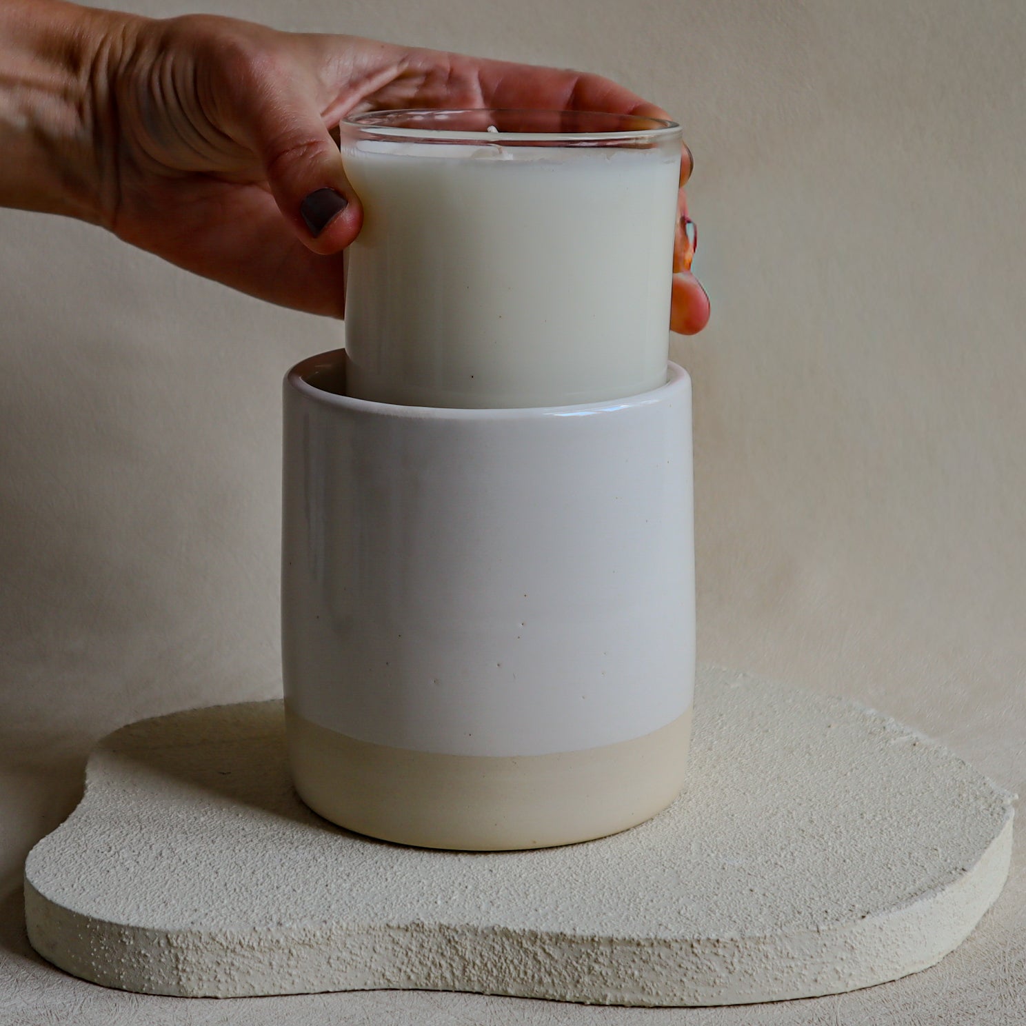 Refillable Ceramic Vessel with Insert